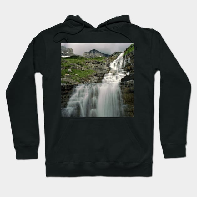 Haystack Falls, Glacier N.P., Montana Hoodie by rodneyj46